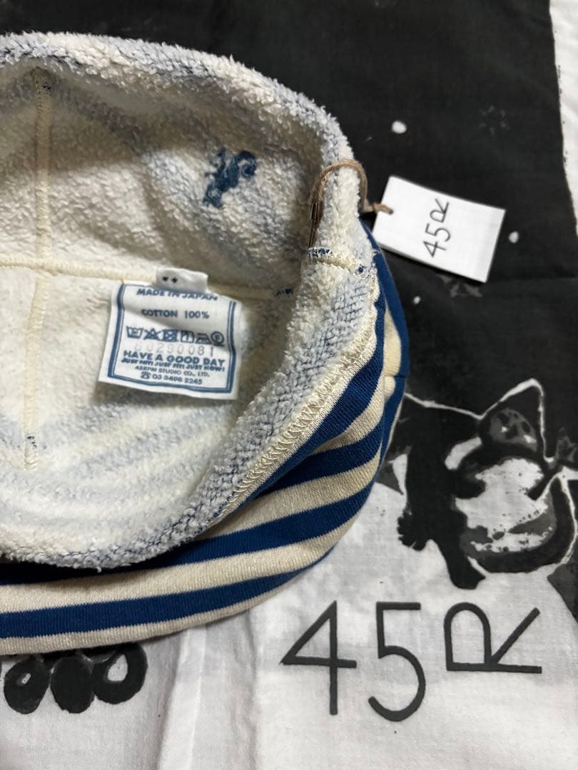 【45R】裏毛のヨット帽　size★2 medium タツノオトシゴ刺繍