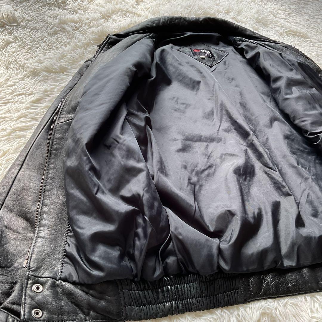 90's✨レザージャケット 本革　ブルゾン　襟付　XL オーバーサイズ　菅田将暉