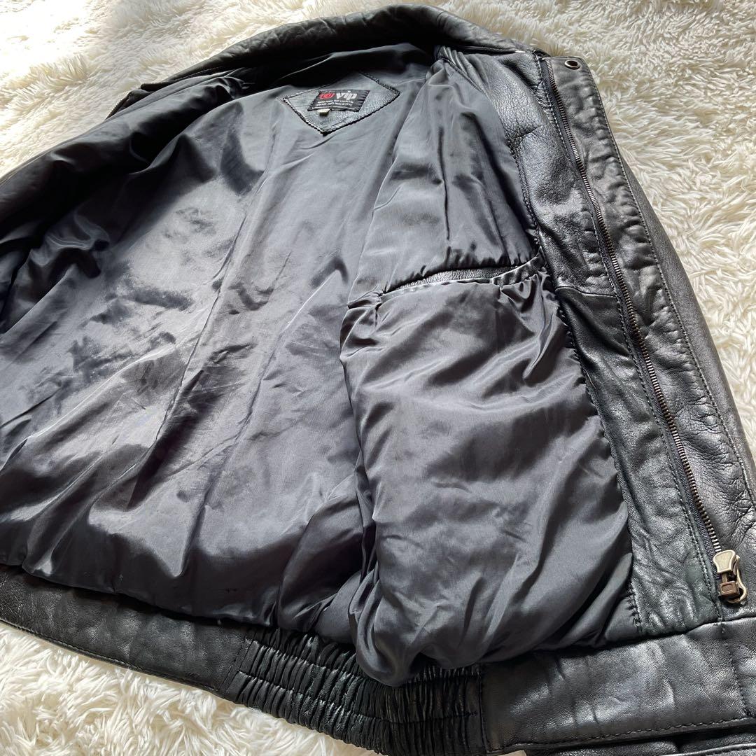 90's✨レザージャケット 本革　ブルゾン　襟付　XL オーバーサイズ　菅田将暉