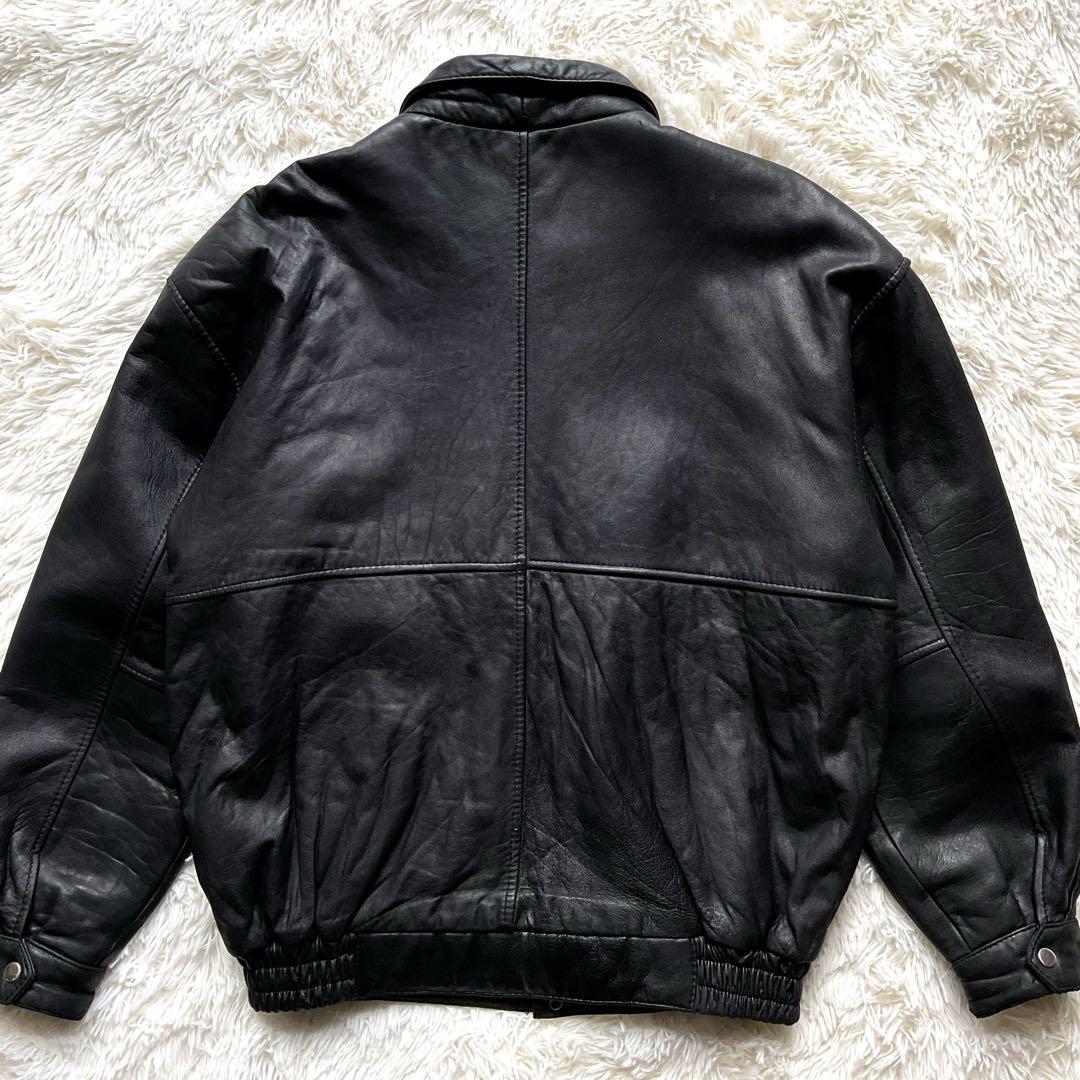 90's✨レザージャケット 本革　ブルゾン　襟付　XL オーバーサイズ　菅田将暉