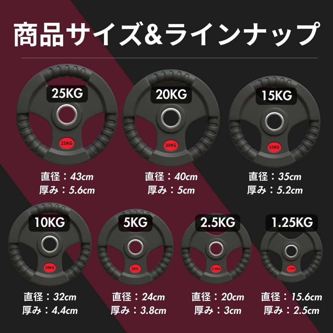 ★新品・送料無料★バーベルプレート計107.5kgセット 50mm プレート