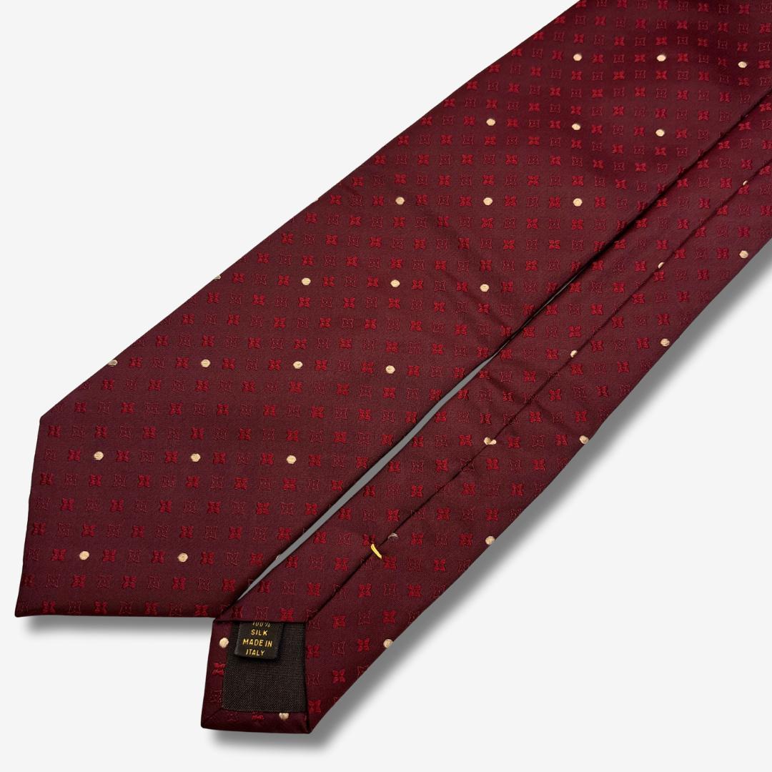 LOUIS VUITTON シルクネクタイ モノグラム ドット柄 ボルドー
