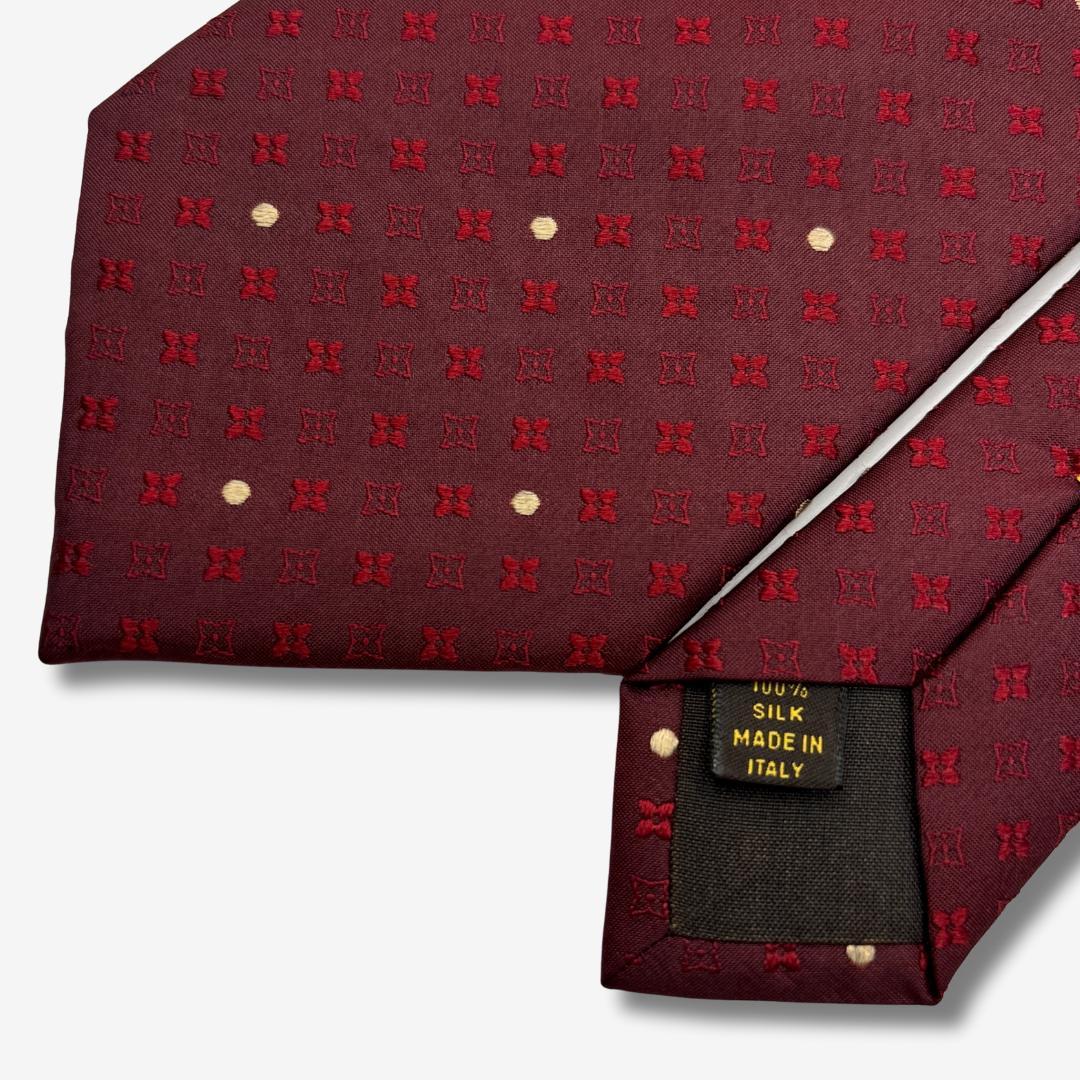 LOUIS VUITTON シルクネクタイ モノグラム ドット柄 ボルドー