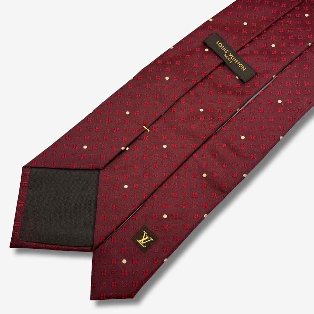 LOUIS VUITTON シルクネクタイ モノグラム ドット柄 ボルドー