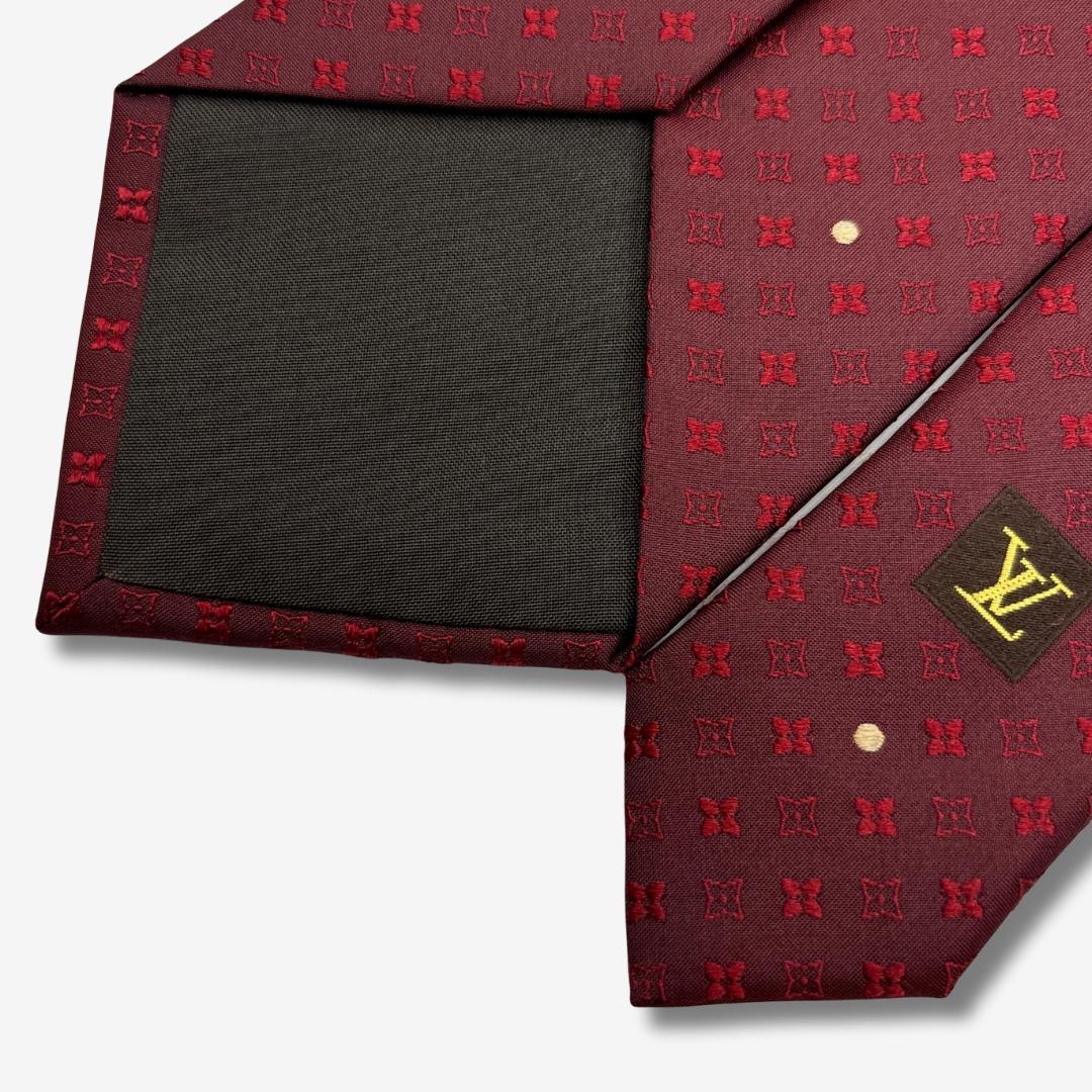 LOUIS VUITTON シルクネクタイ モノグラム ドット柄 ボルドー