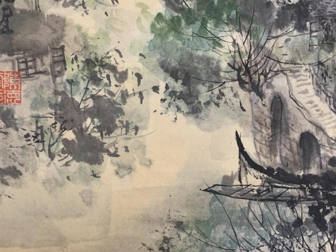 陳徳奎 蘇州 水郷月朧 紙本 肉筆 掛軸 中国画 上海生 499