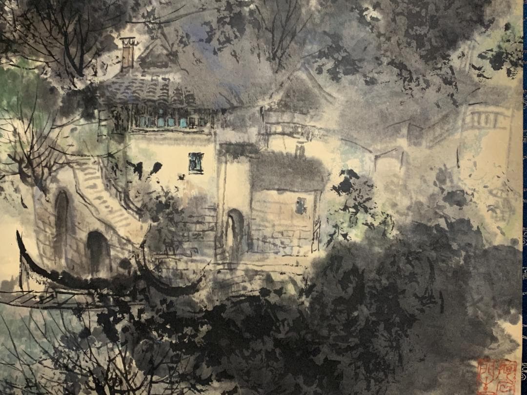 陳徳奎 蘇州 水郷月朧 紙本 肉筆 掛軸 中国画 上海生 499