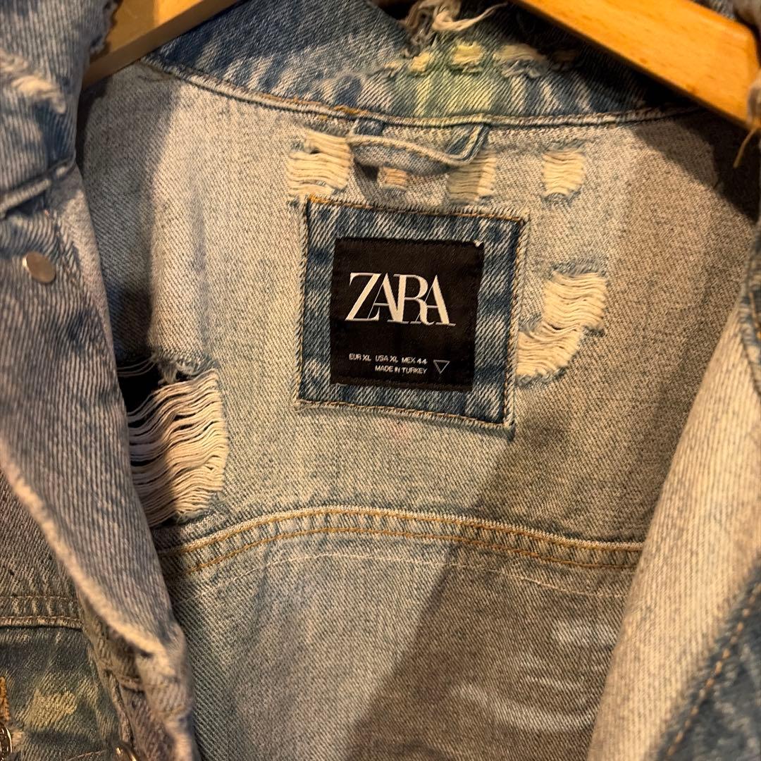 ZARA ダメージデニムジャケット XL A