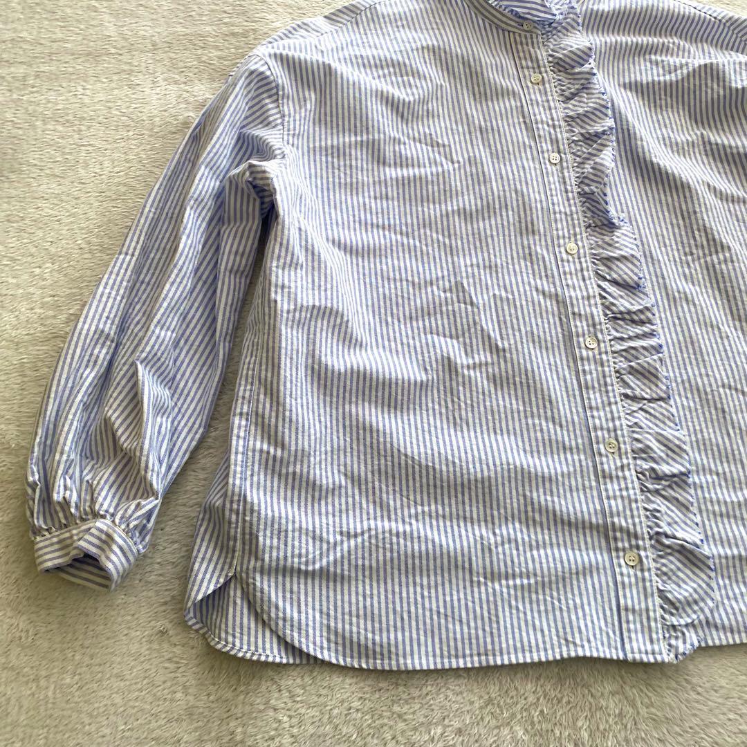 美品　Journal standard luxe OXストライプフリルブラウス