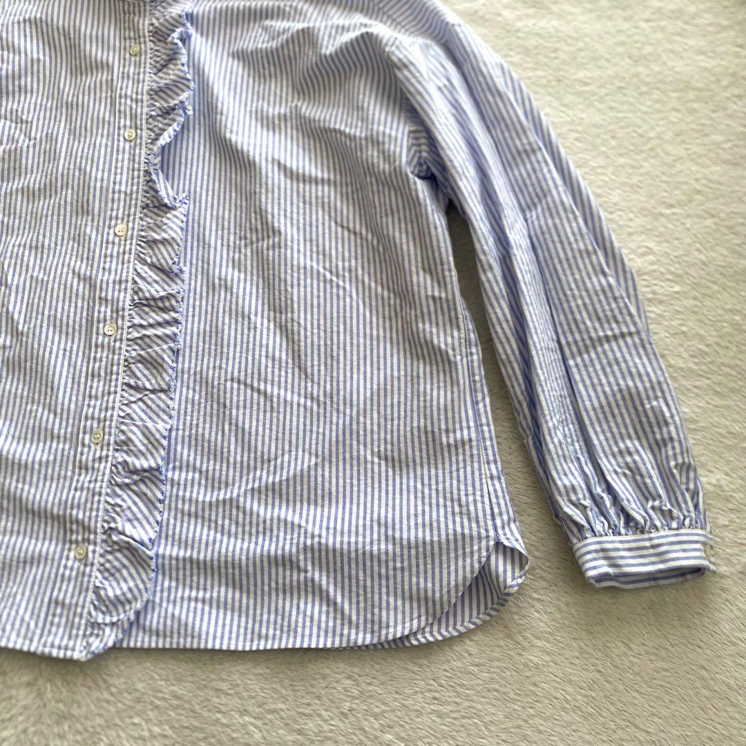 美品　Journal standard luxe OXストライプフリルブラウス