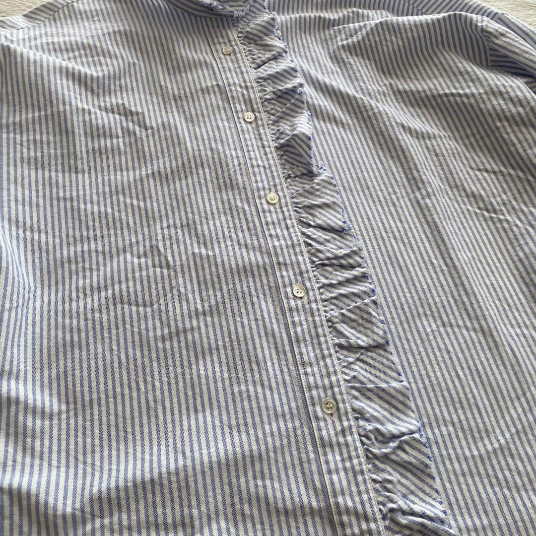 美品　Journal standard luxe OXストライプフリルブラウス