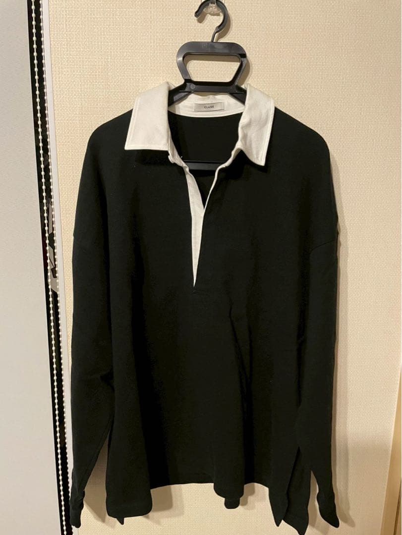 CLANE deep neck wide rugby shirt ラガーシャツ