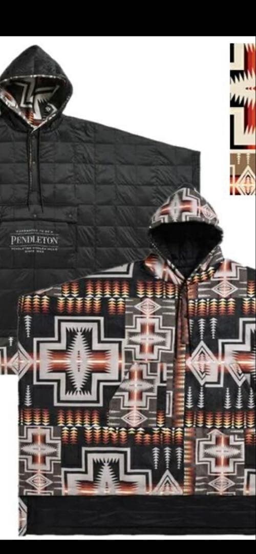 PENDLETON × TAION ペンドルトンフード ポンチョ ダウンウール