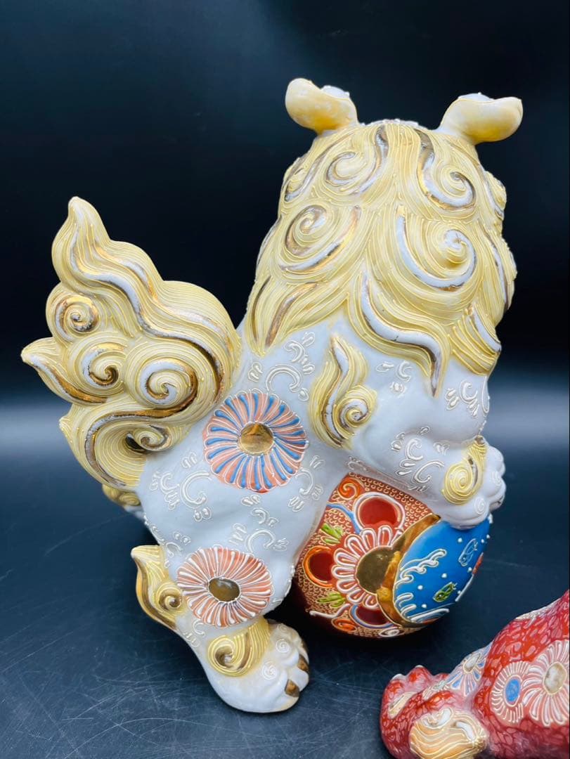 ぱとらっしゅ 【九谷焼】球獅子 縁起物　魔除け獅子 2体セット