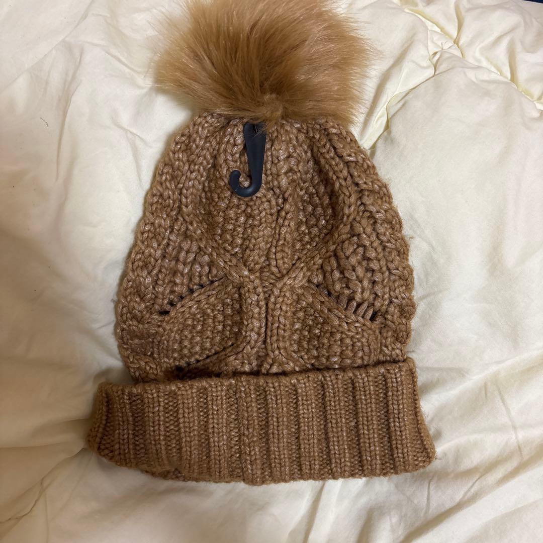 【リボン】UGG ブラウン ケーブル編み ニット帽