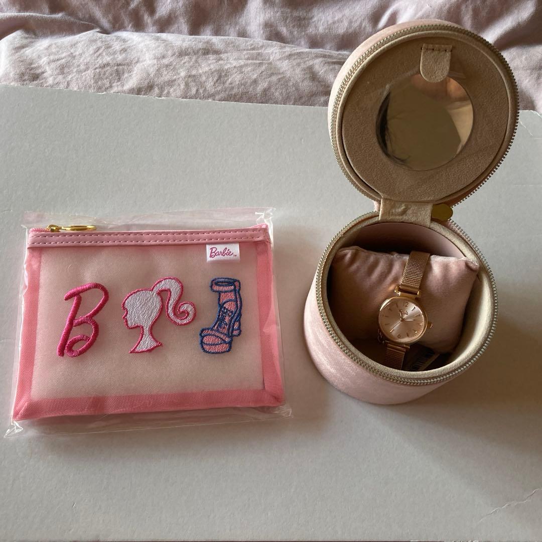 【新品】Barbie 腕時計 バービー angel heart ポーチ付き