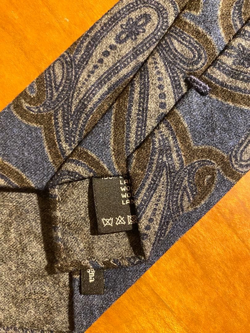 新品未使用Ermenegildo Zegna ネイビー ペイズリー ウールタイ