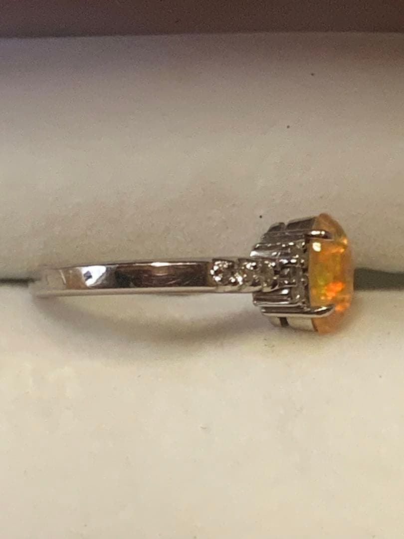 アクセサリー PT Mexican Opal Ring + Diamonds