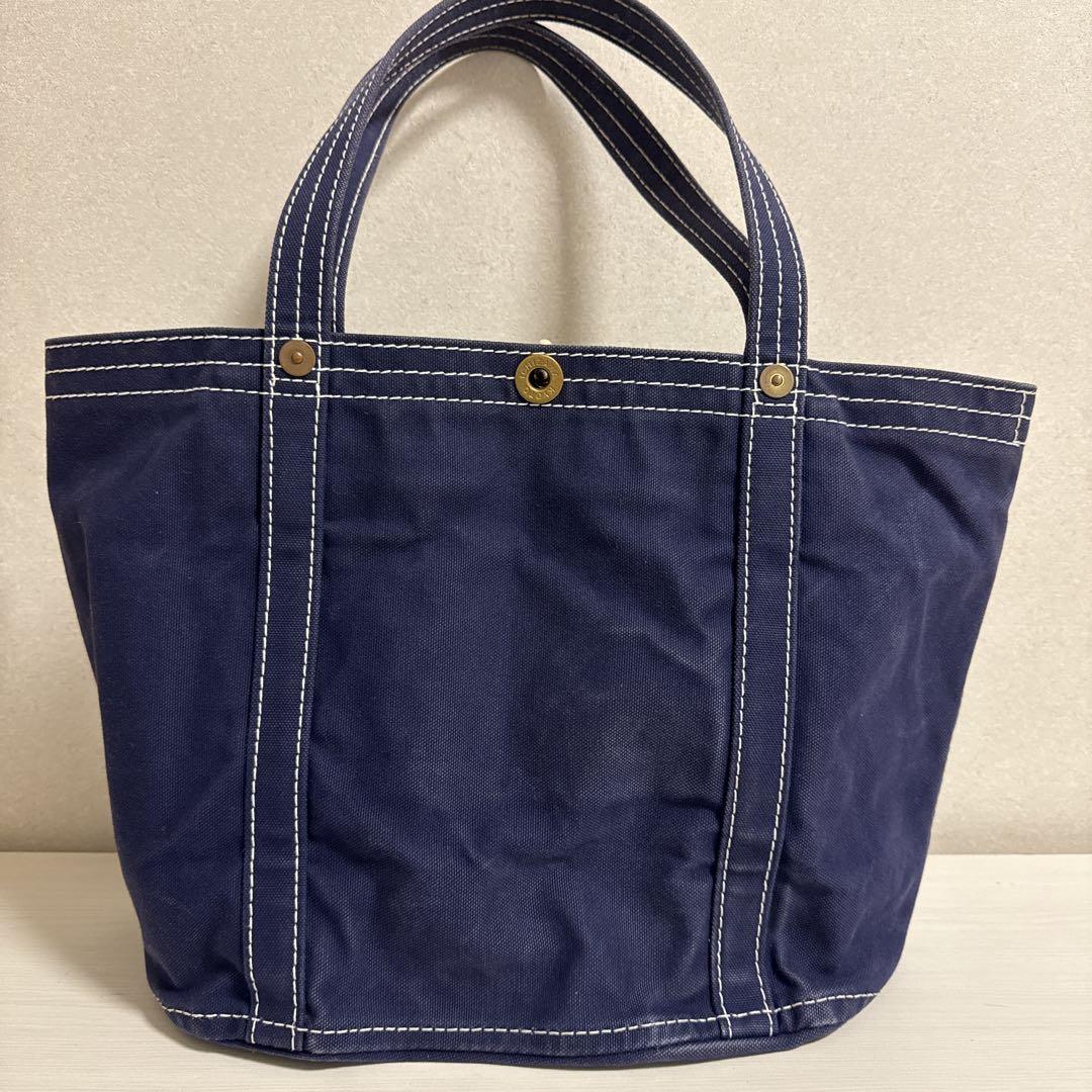 一澤帆布製　ネイビー トートバッグ 外ポケット付