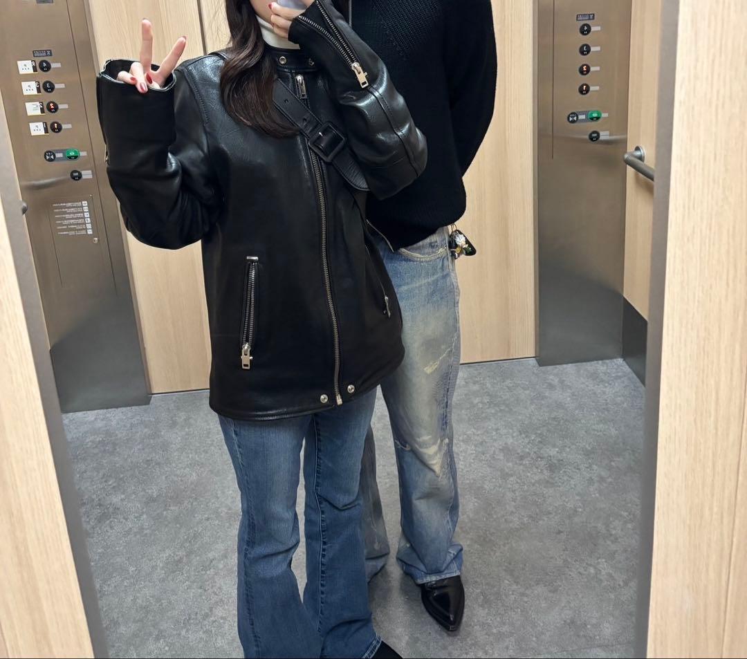 12.5万円　DIESEL ディーゼル　レザージャケット　シングルライダース