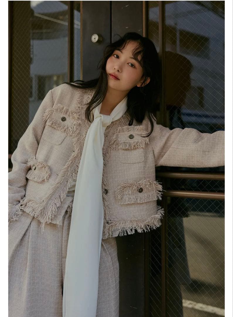 ジャケット・アウター Andequal glitter tweed jacket