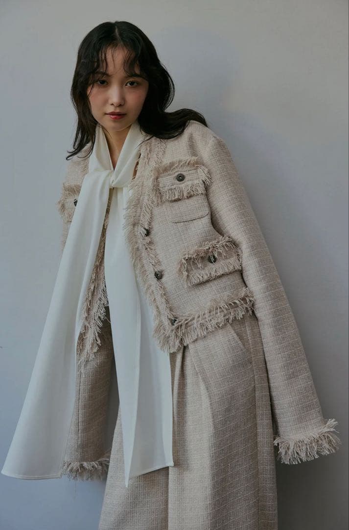 ジャケット・アウター Andequal glitter tweed jacket