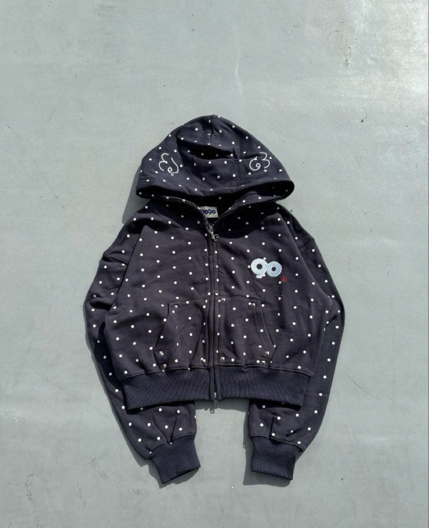 9090 Angel Dot Zip Hoodie MサイズBLACK パーカー
