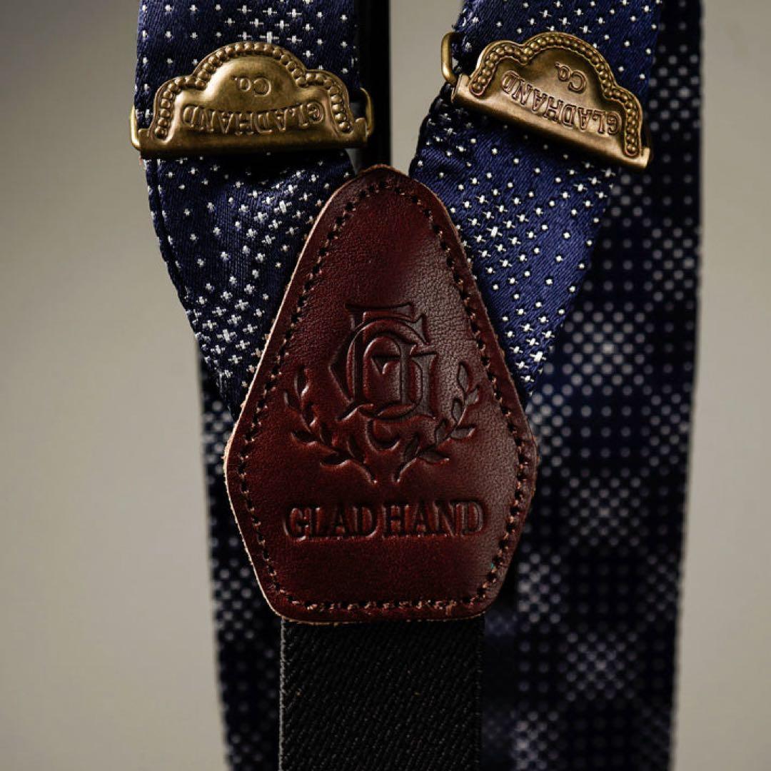 GLAD HAND & CO.ジャガードサスペンダーネイビー