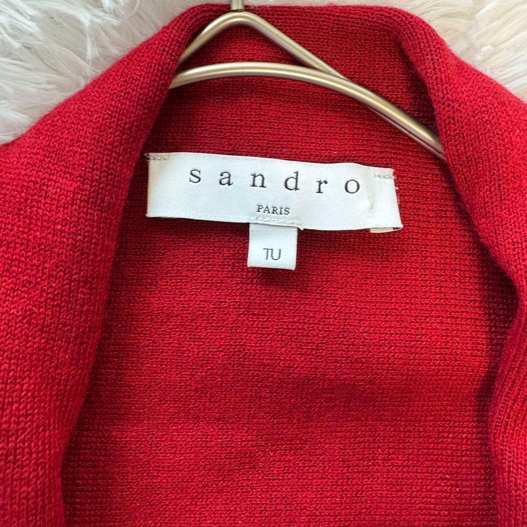 【sandro】サンドロ フリンジ ショールカーディガン 羽織り ニットボレロ