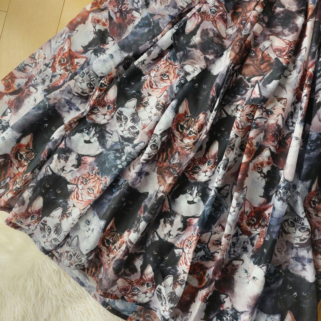 未使用☆猫ちゃん柄☆シフォンワンピース☆mmts マミタス