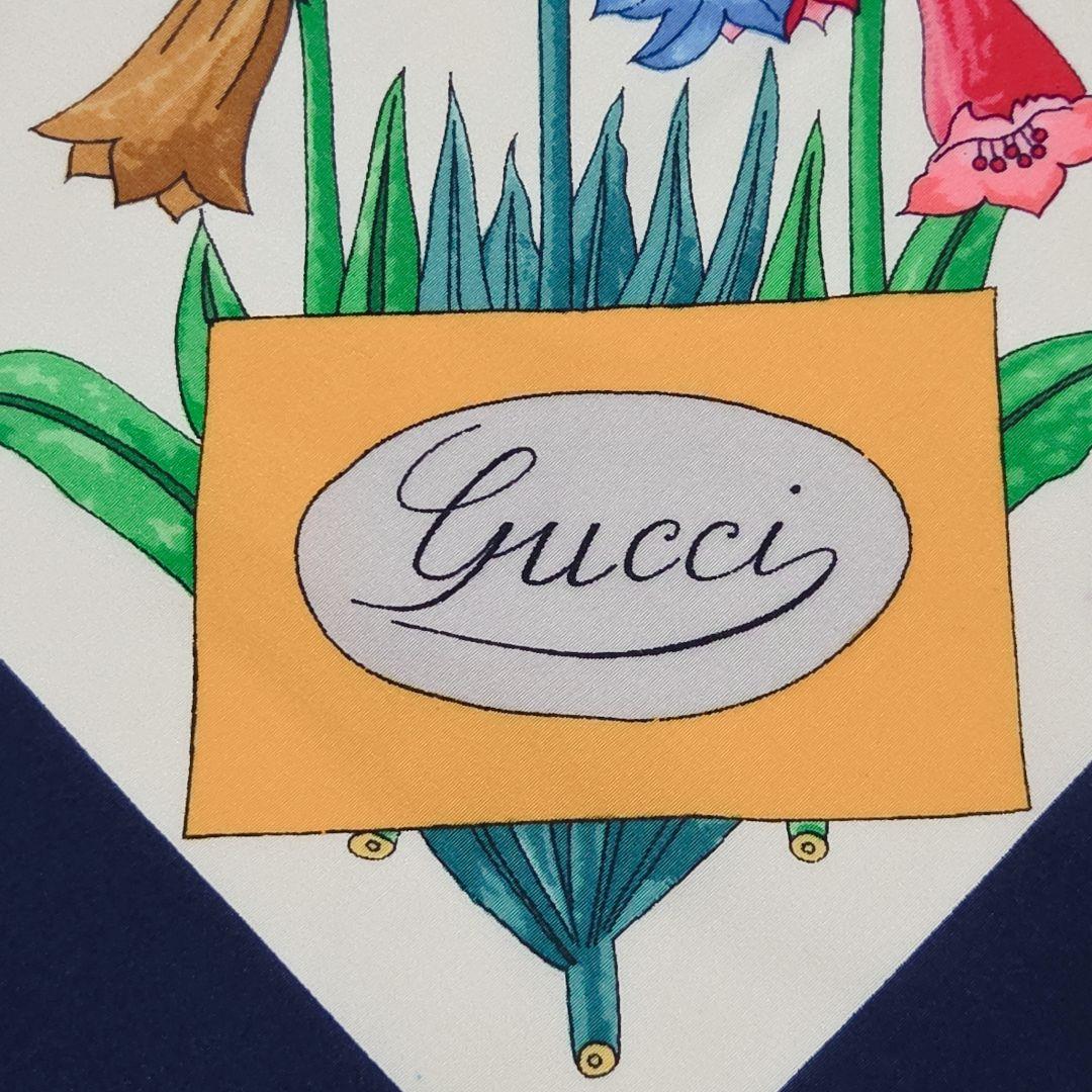 極美品✨GUCCI グッチ デイジー 蝶 バタフライ フラワー シルク スカーフ