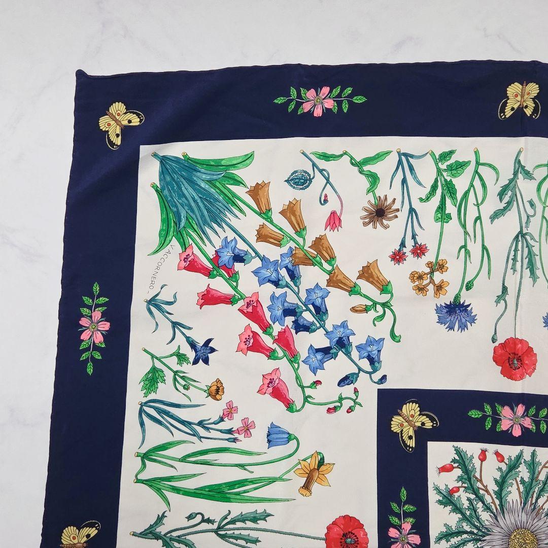 極美品✨GUCCI グッチ デイジー 蝶 バタフライ フラワー シルク スカーフ