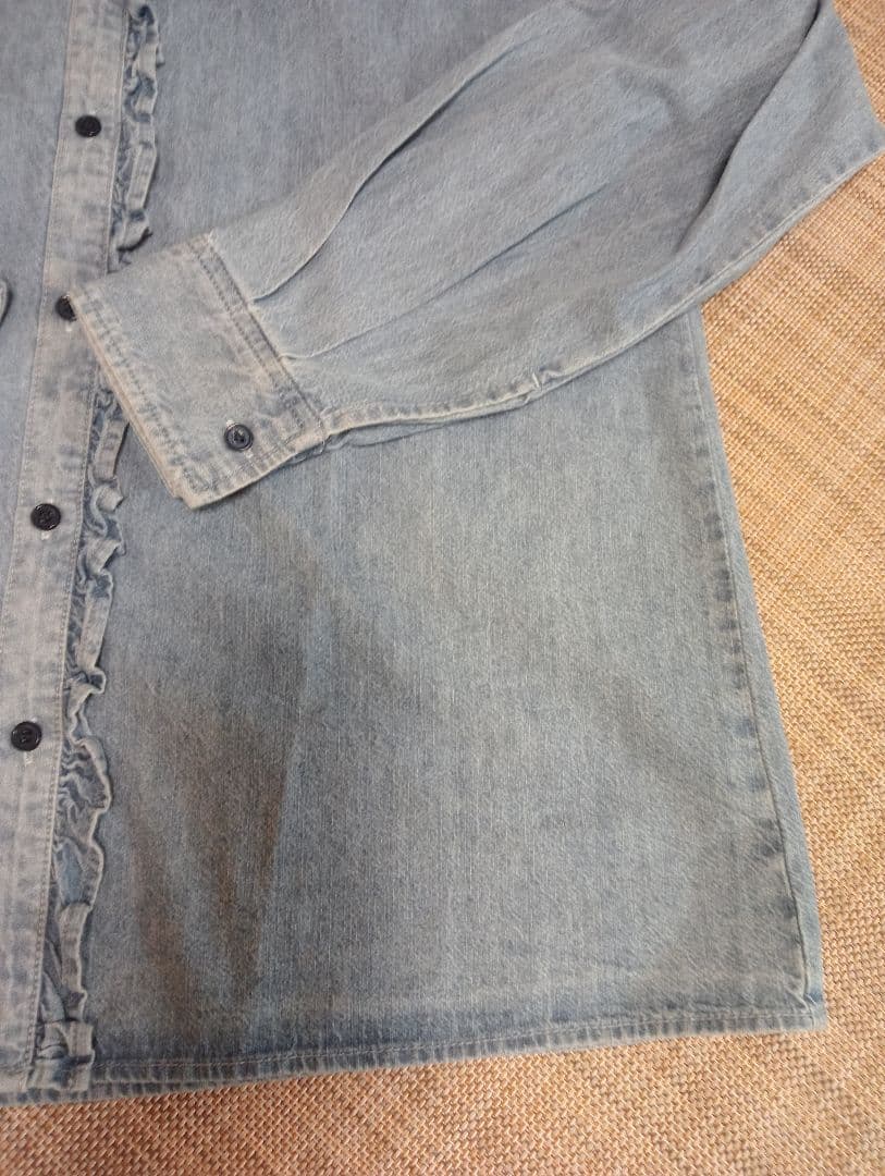 新品☆レリューム スタンドネックデニムフリルブラウス