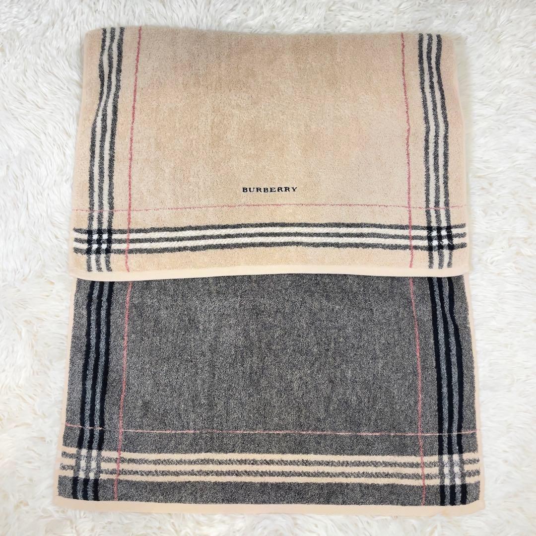 美品 希少 BURBERRY バスタオル2枚セット 箱無しフェイスタオル追加！