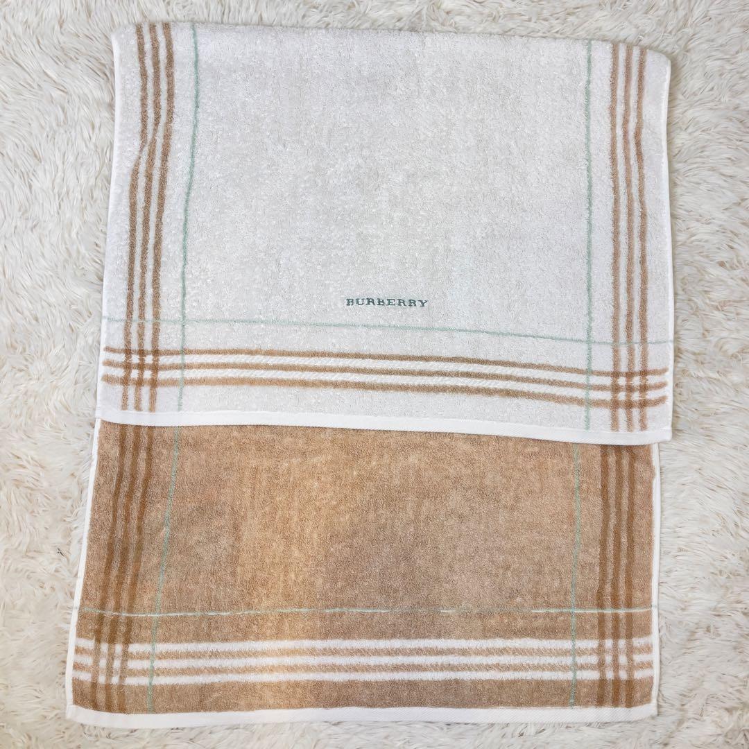 美品 希少 BURBERRY バスタオル2枚セット 箱無しフェイスタオル追加！