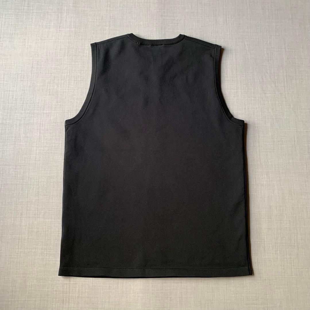 美品 DESCENTE ジャガードニット ベスト デサント ブラック O