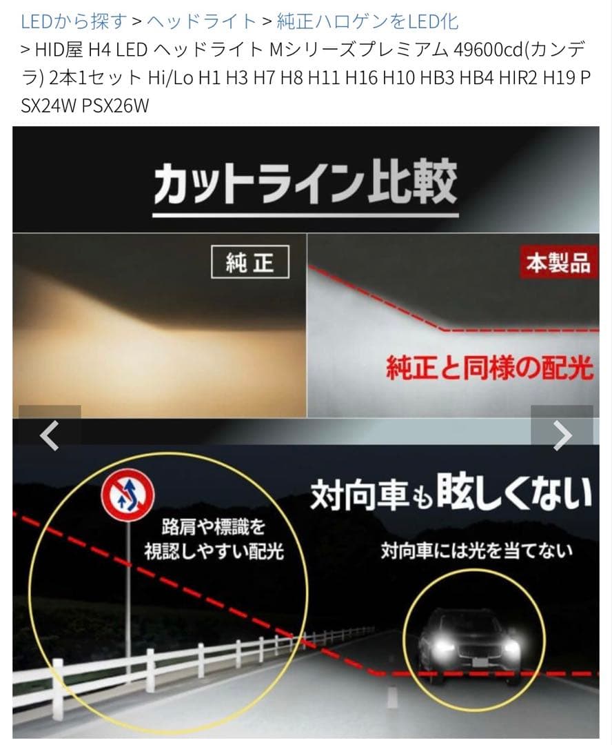 H8.H11.H16 LED ヘッドライト Mシリーズプレミアム 49600cd