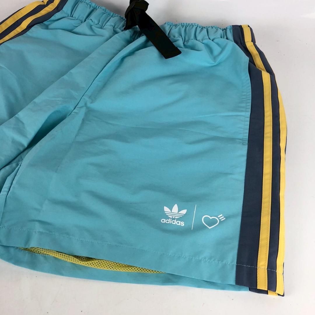 adidas × HUMAN MADE ウィンドショーツ 水色 Lサイズ