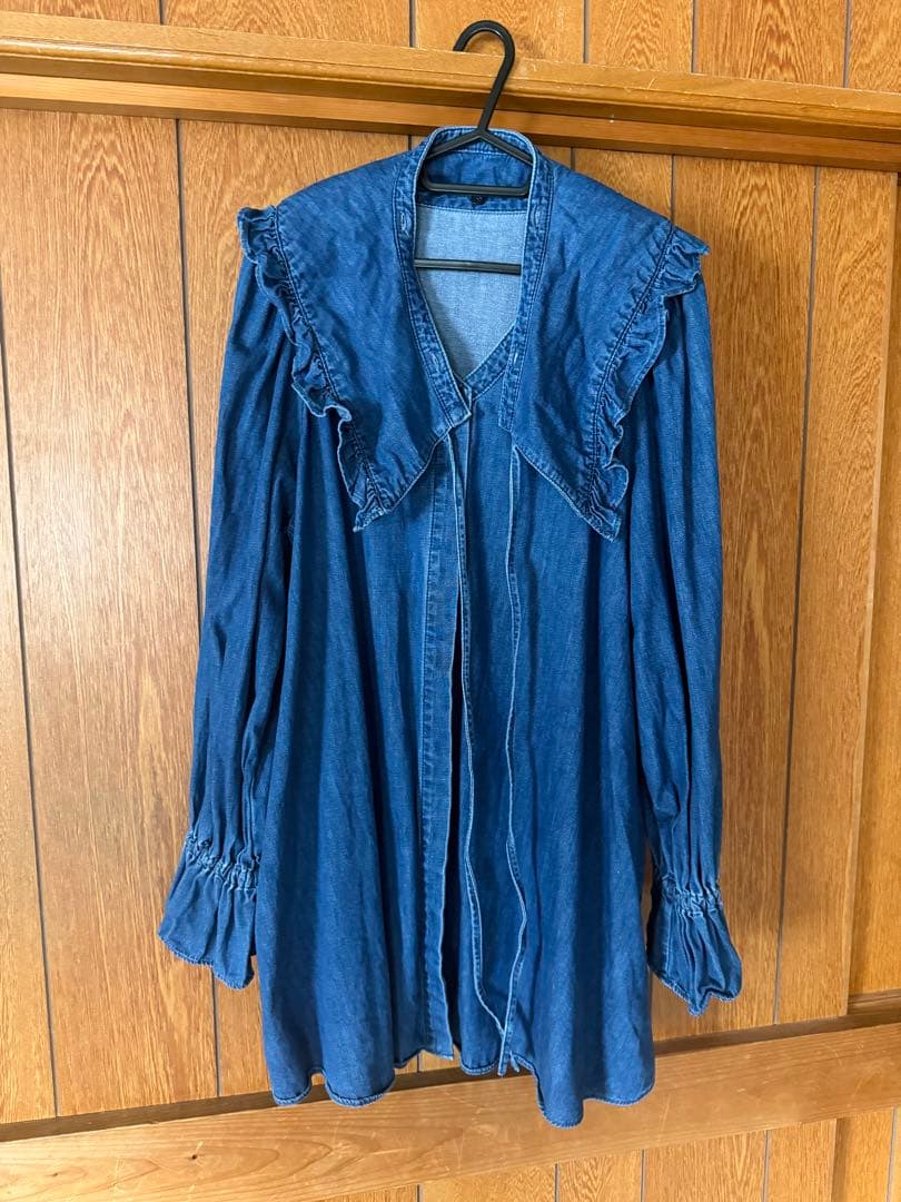 RM denim】ビッグカラー2WAYデニムブラウス