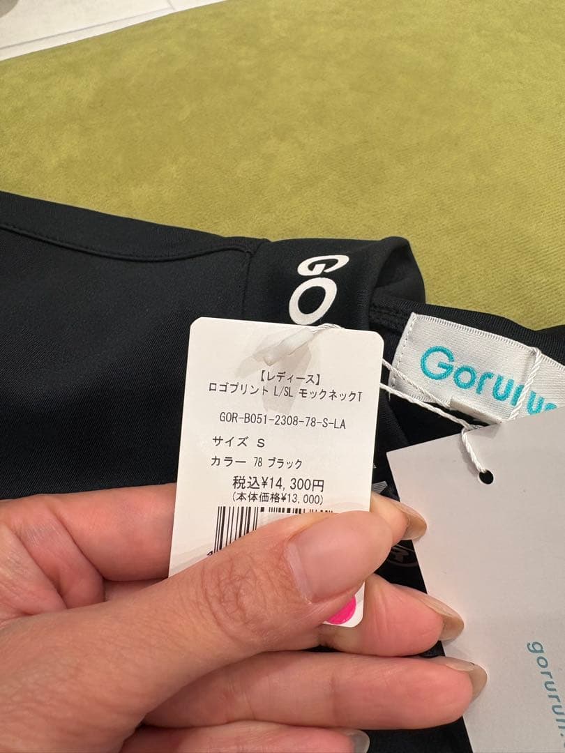 GORURUN レディース ロゴプリント モックネックT