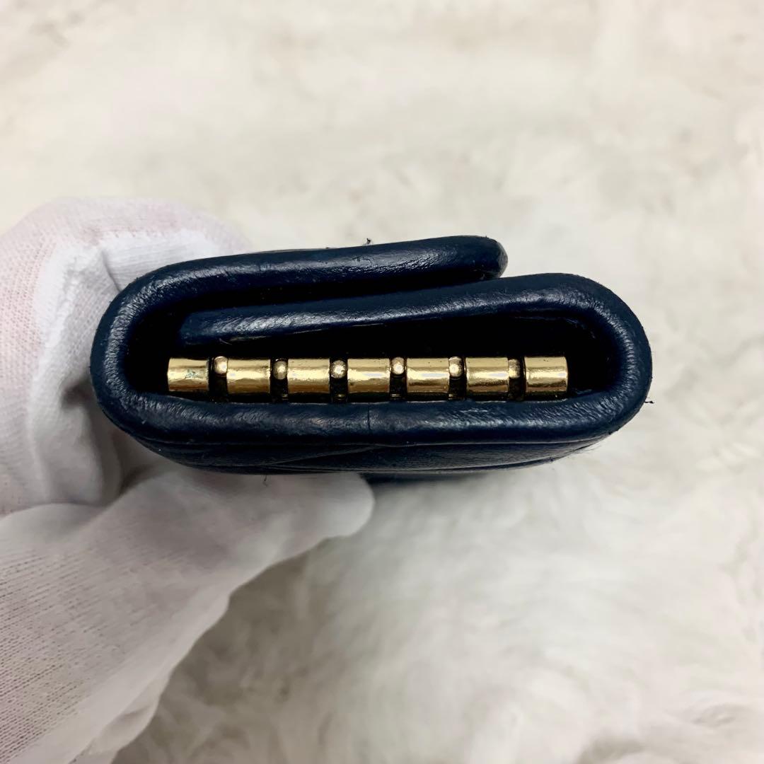 美品！ミュウミュウ 6連キーケース　ネイビー　レザー　ゴールド　専用箱付き