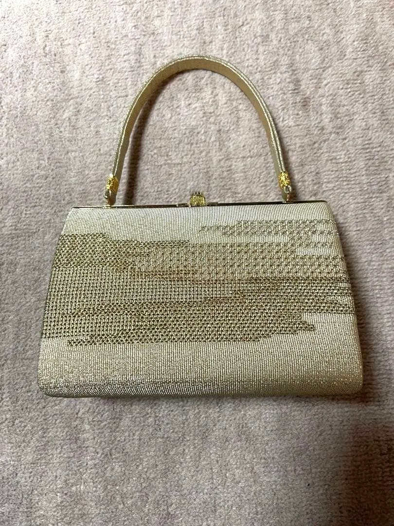 【美品】礼装ゴールド 和装用バッグと草履セット