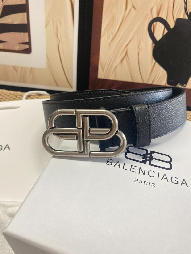 BALENCIAGA BBロゴ ベルト シルバー金具