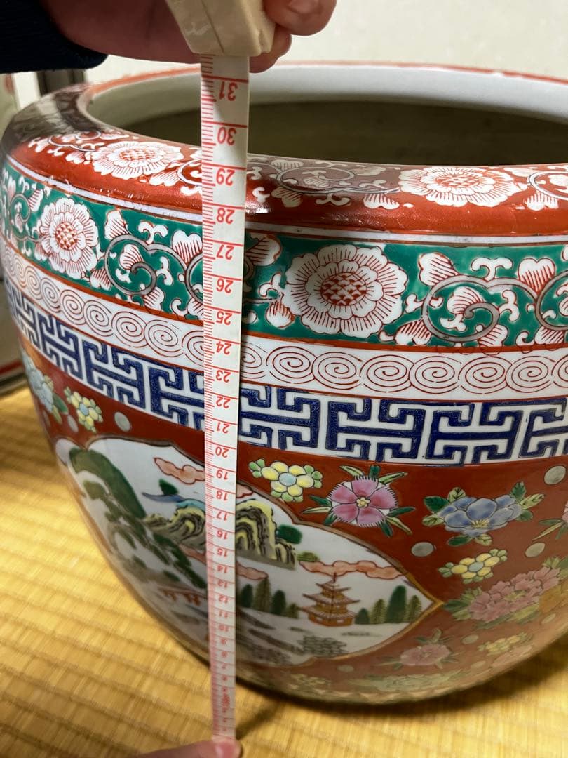 ニ*ヤ様 古伊万里焼 / 有田焼 十錦手 色絵 大型火鉢 金魚鉢 メダカ鉢 鉢カ
