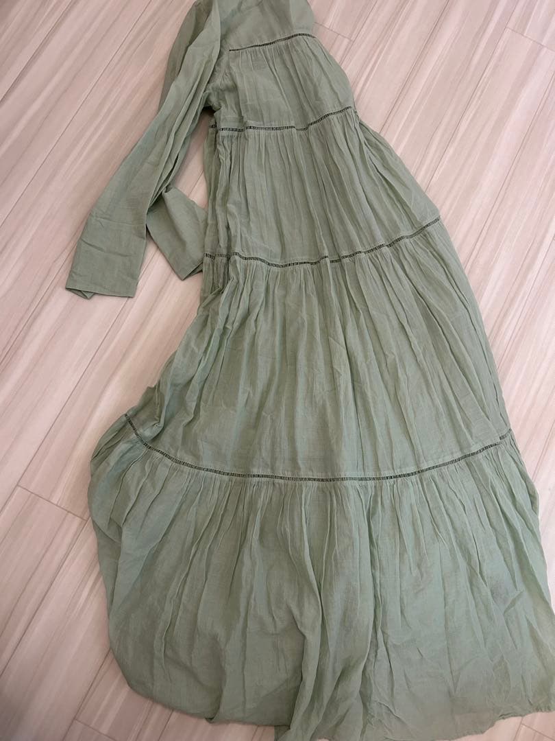 ヌキテパ　Cotton Voile Tiered Maxi Dress ミント