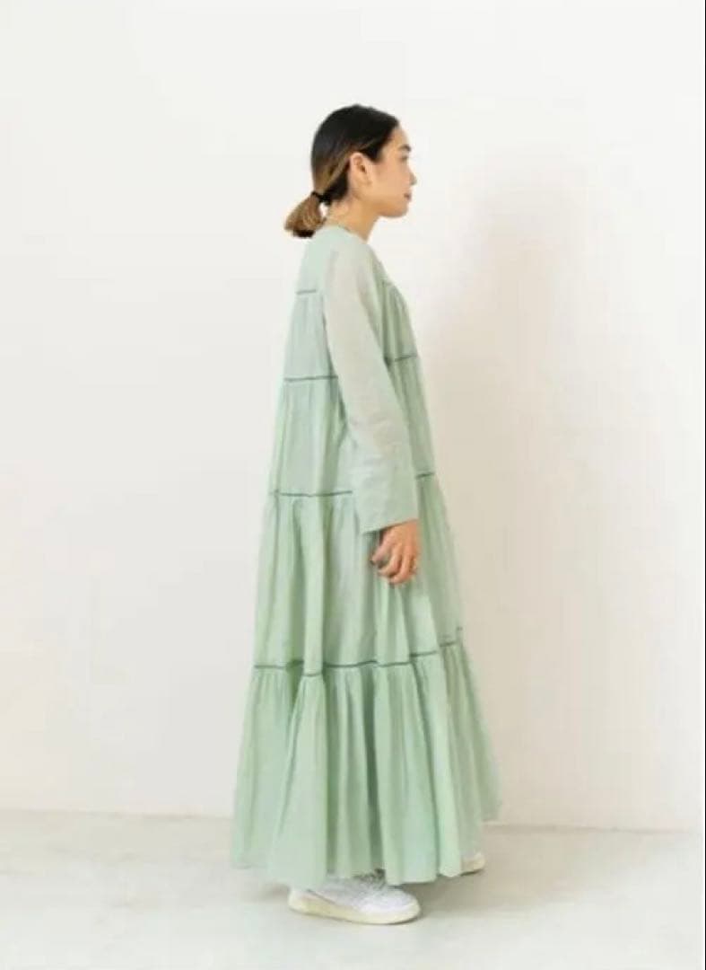 ヌキテパ　Cotton Voile Tiered Maxi Dress ミント