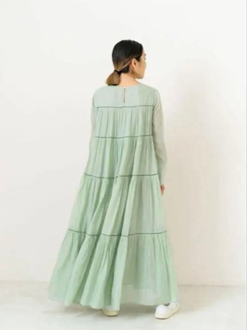 ヌキテパ　Cotton Voile Tiered Maxi Dress ミント
