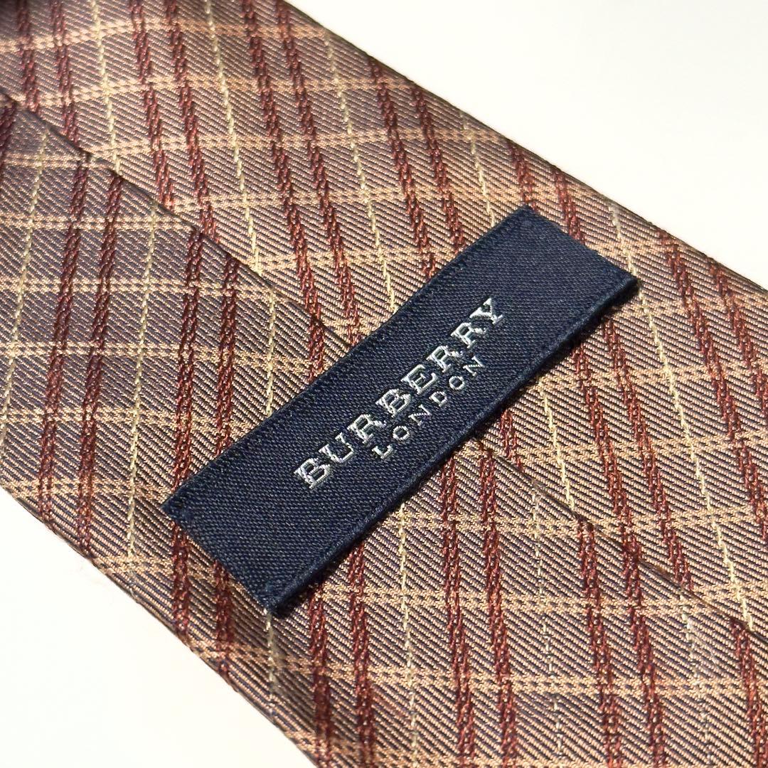 【美品】 Burberry バーバリー チェック柄 ブラウン系 ネクタイ