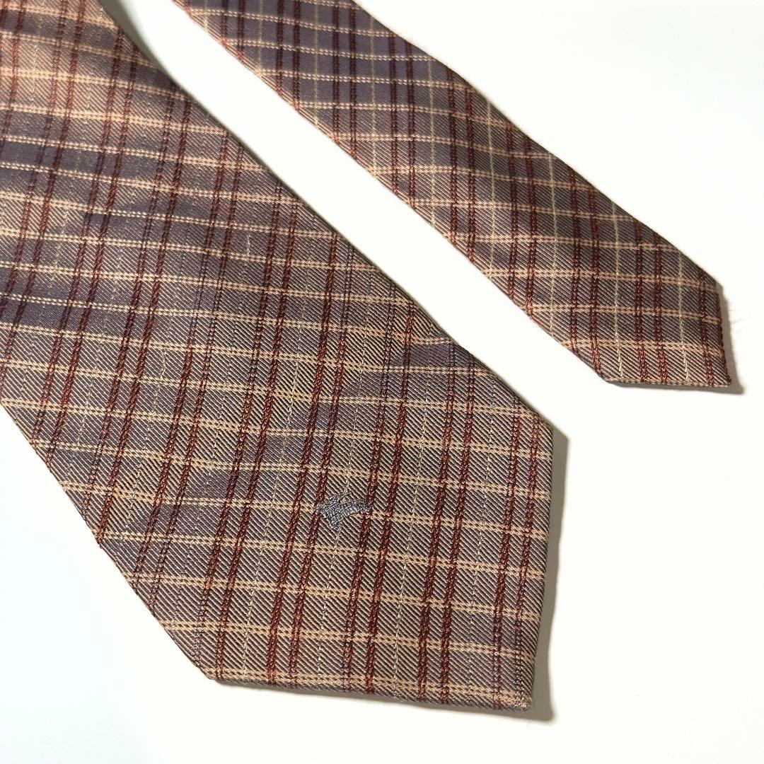 【美品】 Burberry バーバリー チェック柄 ブラウン系 ネクタイ