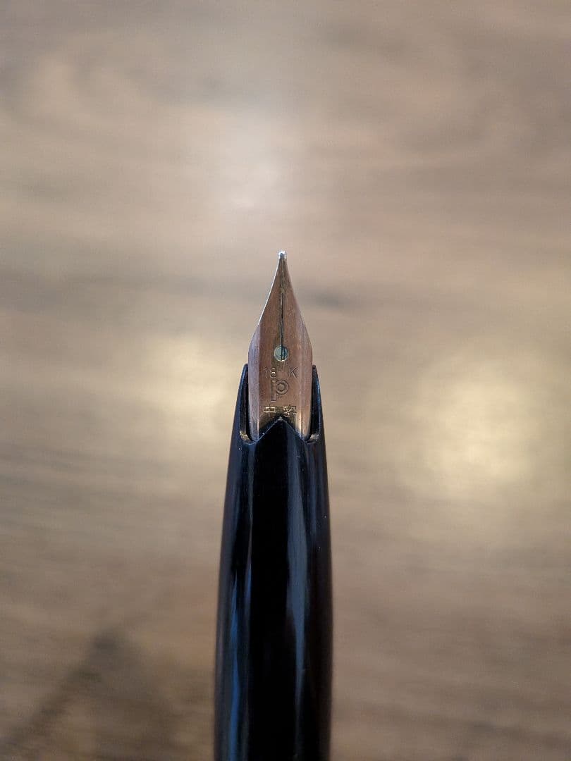 PLATINUM プラチナ 黒万年筆 18K刻印 中字 M 名入れ有